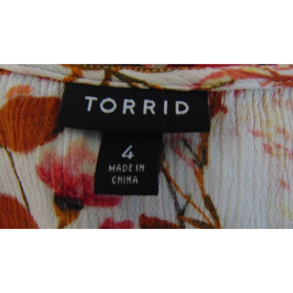 Torrid Cottagecore Babydoll Crochet Trim Top Women 4X Floral Lace Up Tassel Boho - Picture 8 of 11